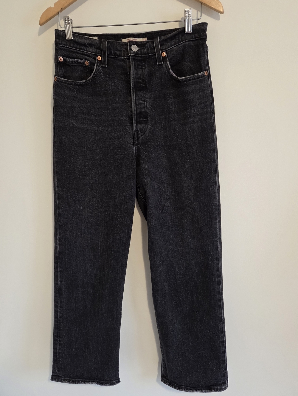 Levi's Black Ribcage Straight Jeans